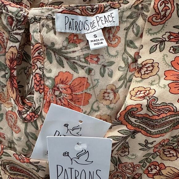 Patrons of Peace Flowy Multicolor Floral Short Sleeves Mini Dress Size S - NWT - Picture 3 of 7